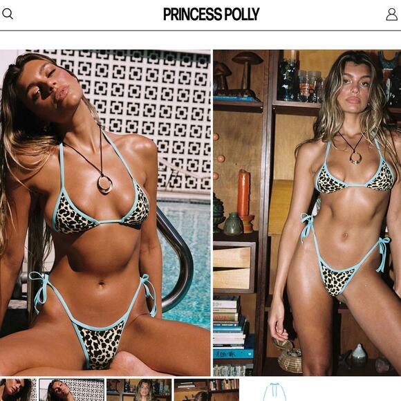 NWT Princess Polly Blaylock Leopard and Turquoise Triangle Bikini Top Size 4 - Picture 3 of 5